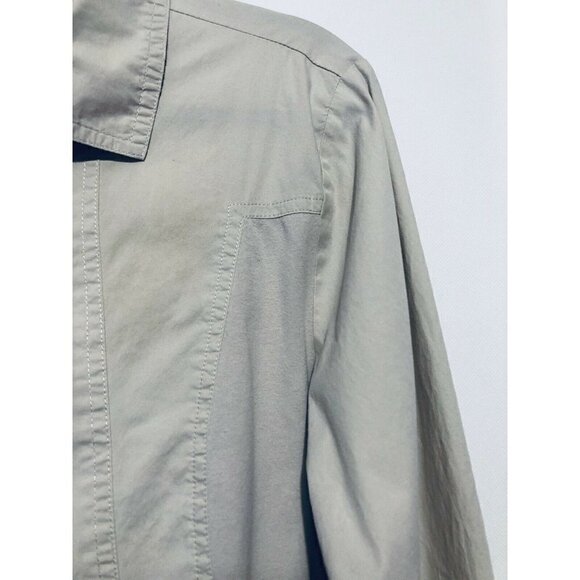 Soft Surroundings Womens Medium Khaki Seams Perfect Button Down Shirt Tunic - Picture 4 of 7